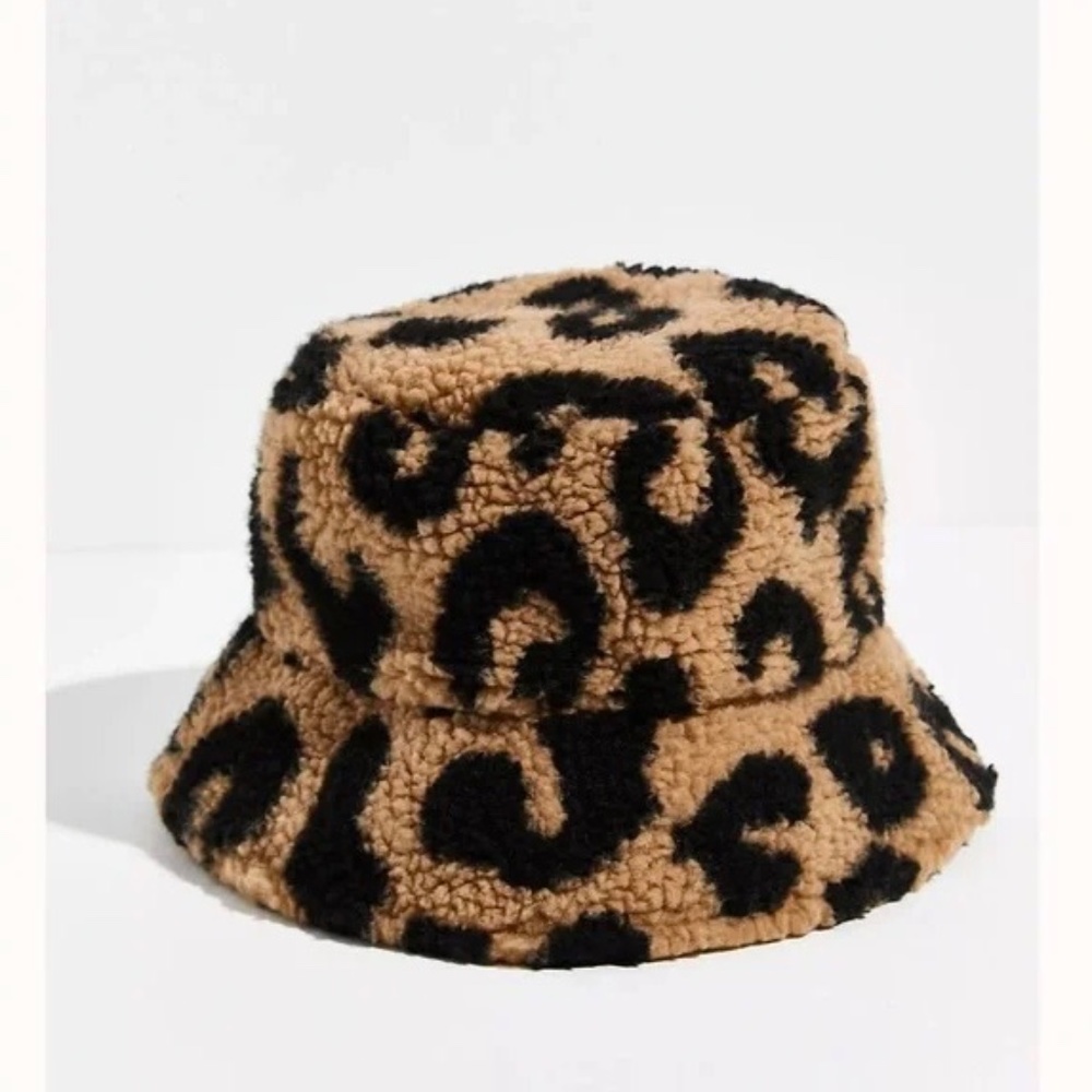 Free People Leopard Teddy Bucket Hat